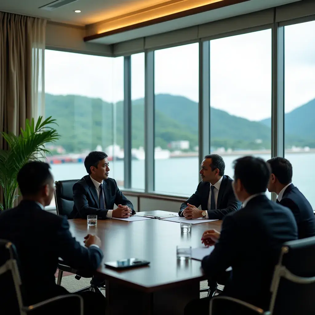 Modern office workspace with collaborative environment